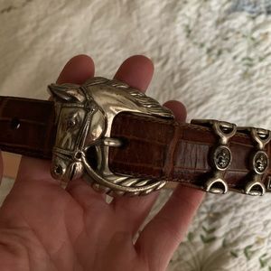 Brighton leather belt with horse buckle